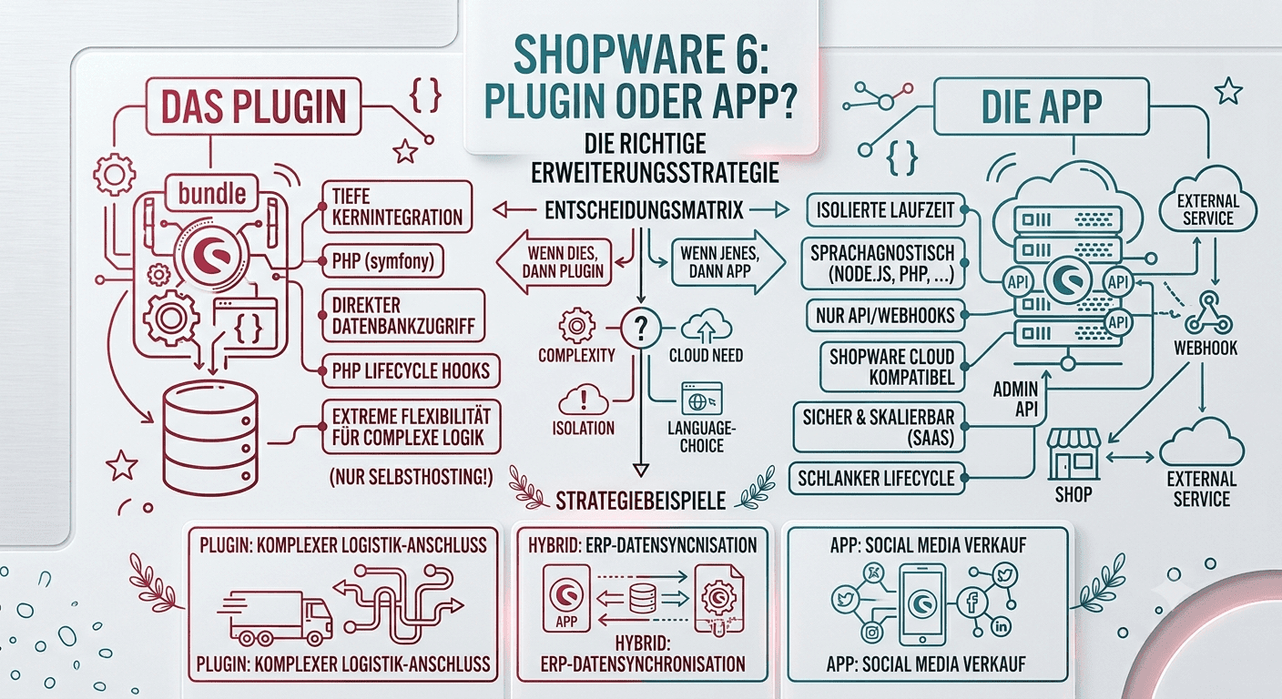 Shopware 6: Plugin oder App – wann nehme ich was?
